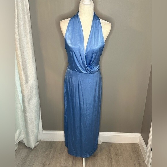 ZARA Bloggers favorite Halter blue Midi Dress Size XL - Picture 13 of 13